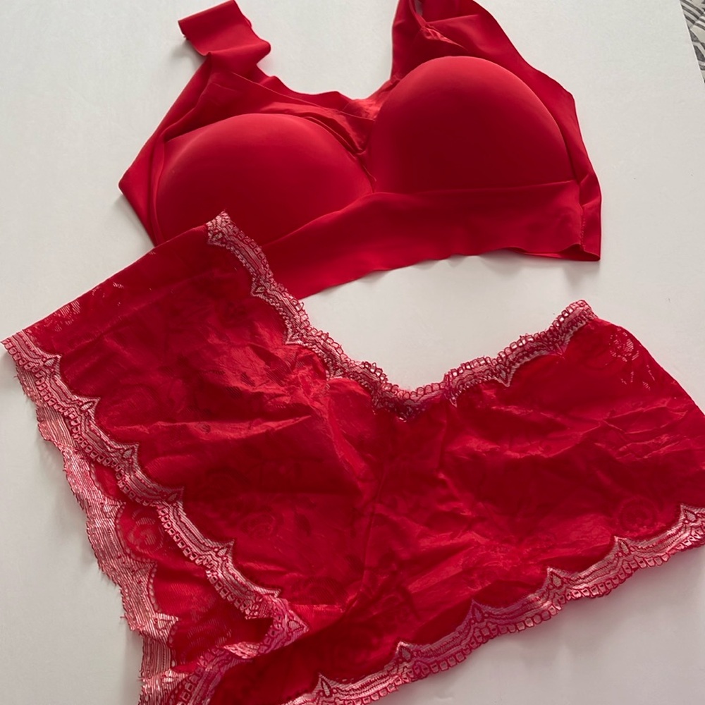 2 piece  Red Bra, pantie  set.